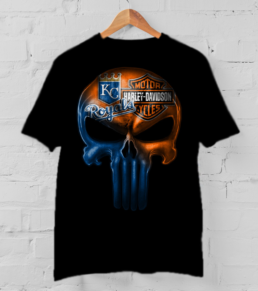 Kansas City Royals Harley Davidson Skull T-Shirt