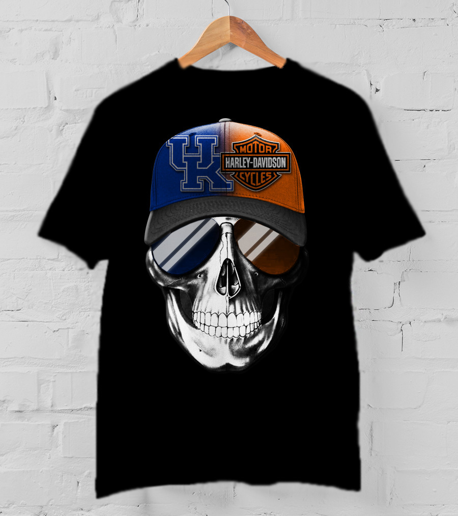 Kentucky Wildcats Harley Davidson Skull Hat T-Shirt