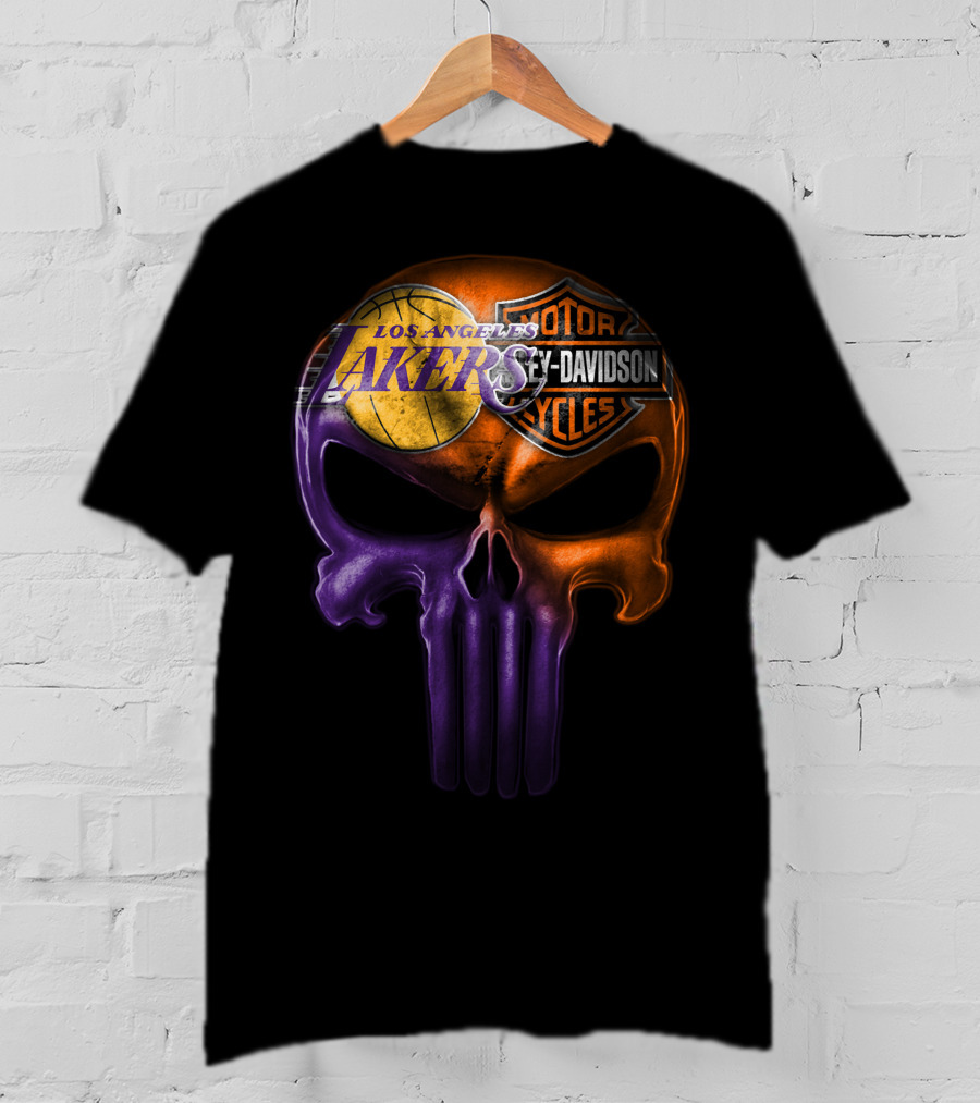 Los Angeles Lakers Harley Davidson Skull T-Shirt