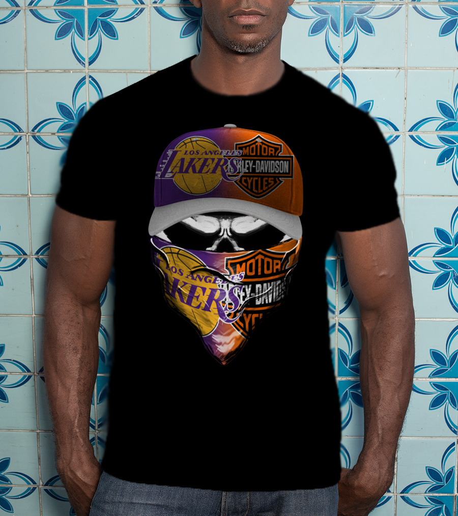 Los Angeles Lakers Harley Davidson Motorcycles Fusion T-Shirt
