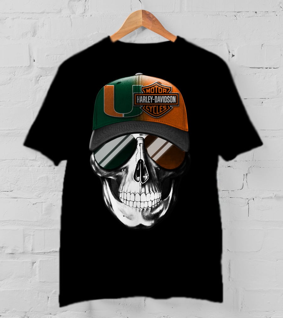 Harley Davidson Miami Hurricanes Skull Cap T-Shirt