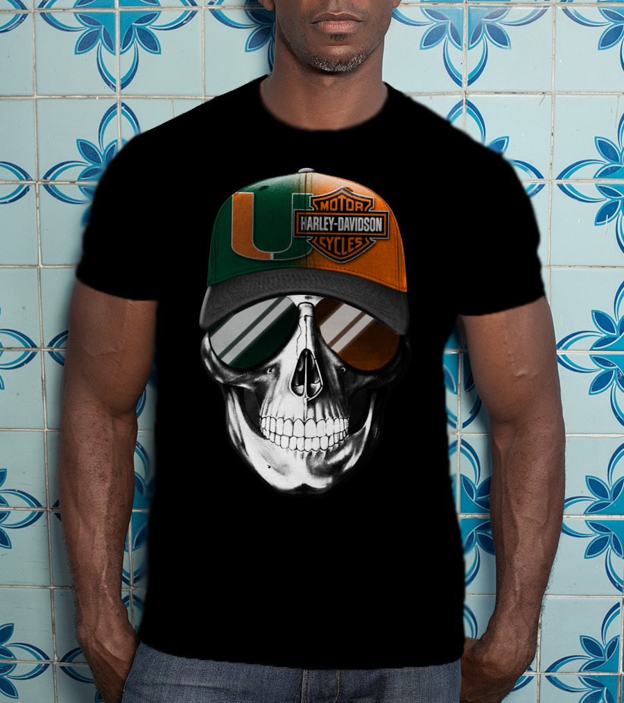 Harley Davidson Miami Hurricanes Skull Cap T-Shirt