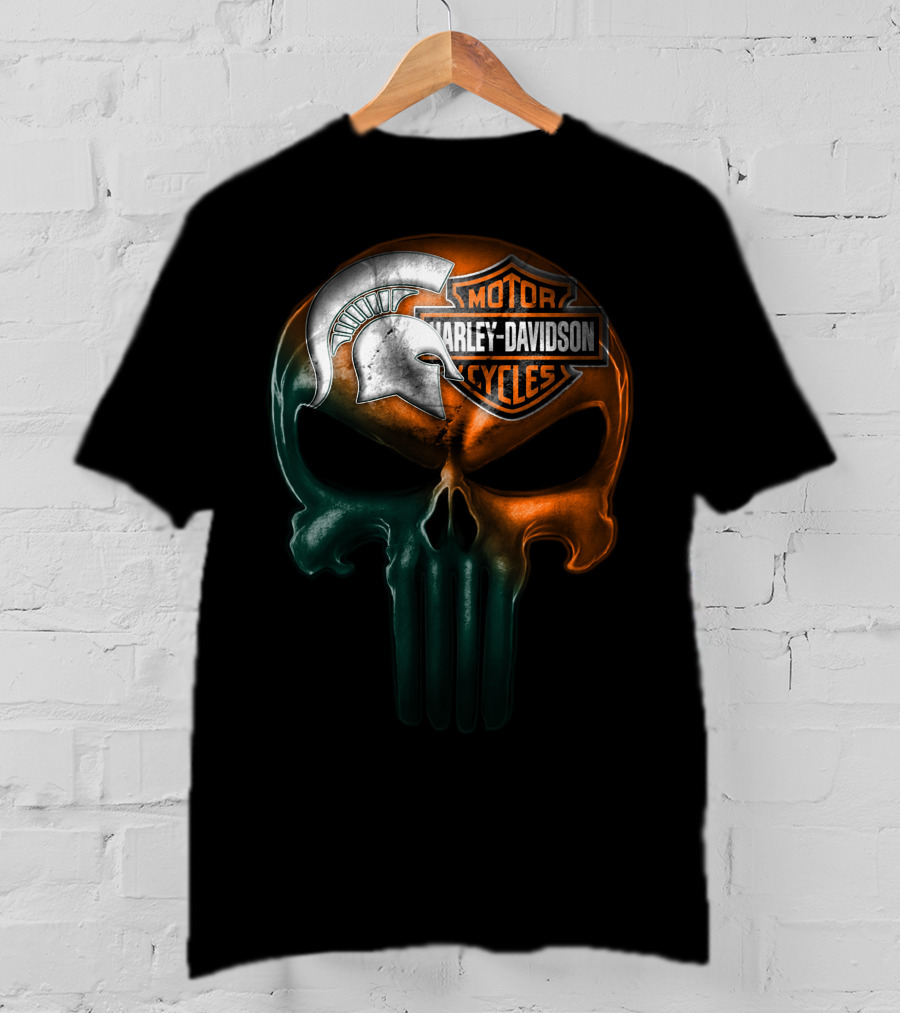 Harley Davidson Motor Cycles Spartan Helmet Skull T-Shirt