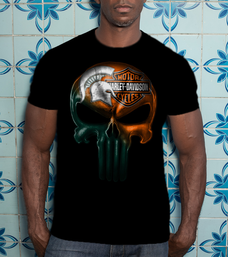 Harley Davidson Motor Cycles Spartan Helmet Skull T-Shirt