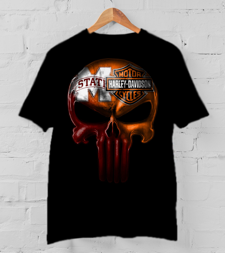 Mississippi State Harley Davidson Punisher T-Shirt