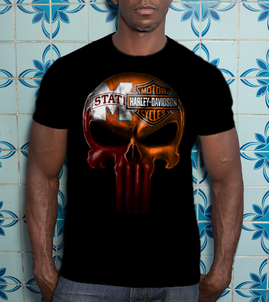 Mississippi State Harley Davidson Punisher T-Shirt