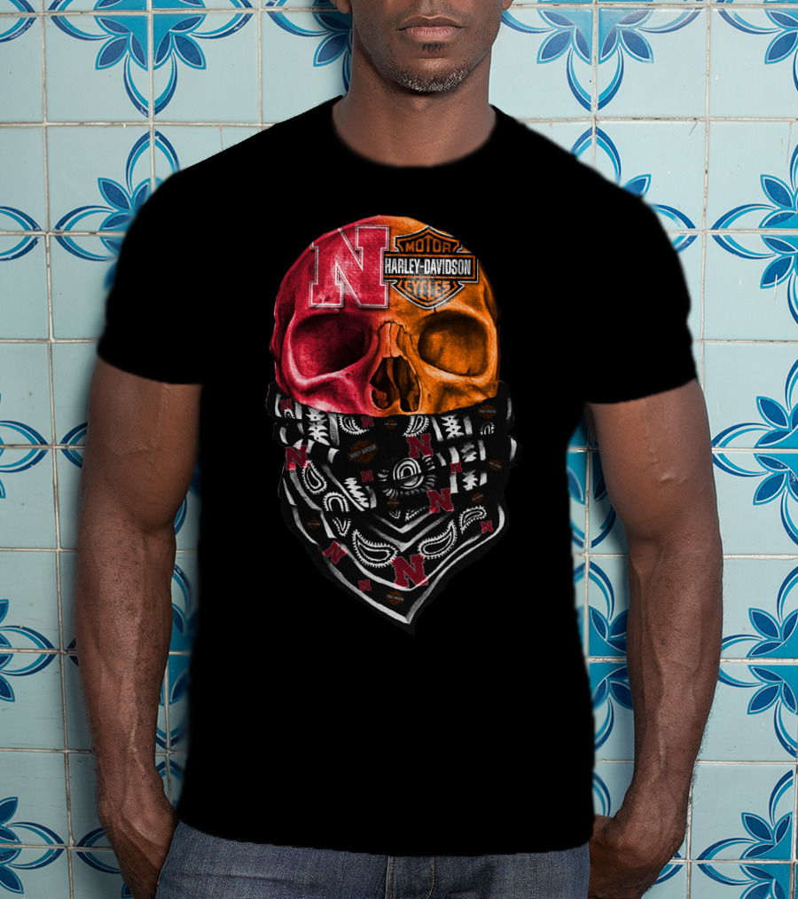 N Harley Davidson Motorcycles Skull Bandana Style T-Shirt