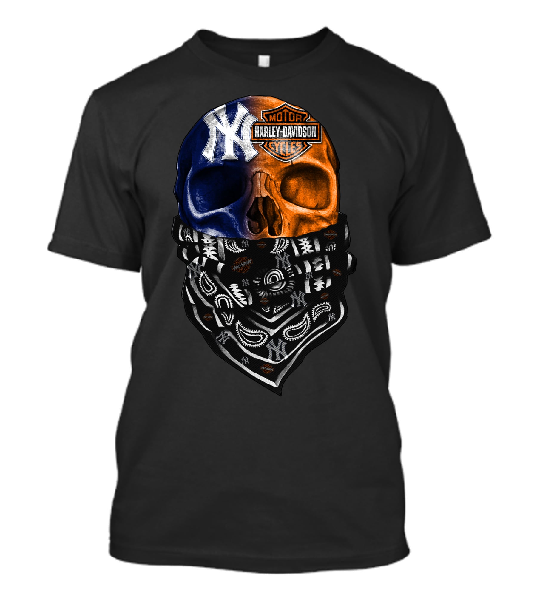 New York Yankees Harley Davidson Skull Bandana T-Shirt