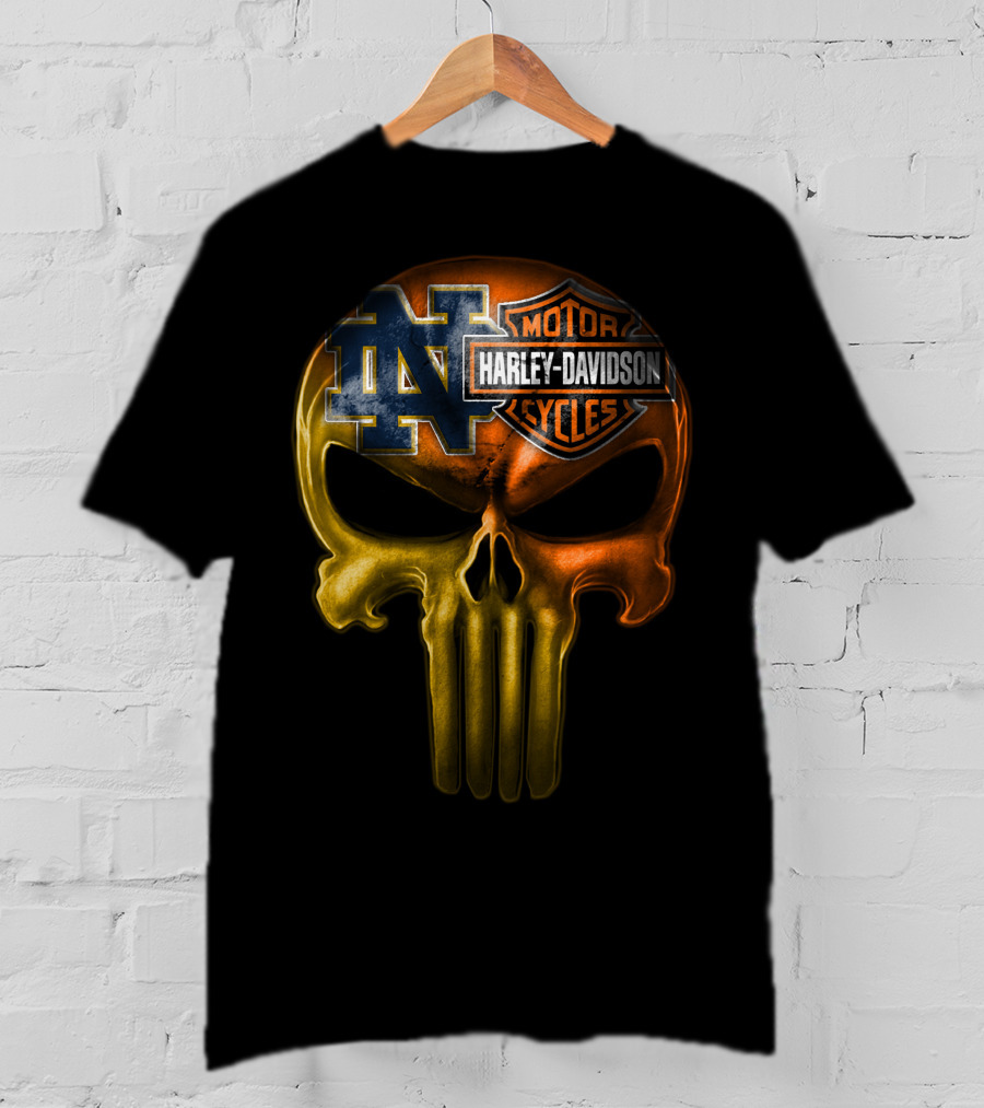 Notre Dame Harley Davidson Punisher Skull T-Shirt