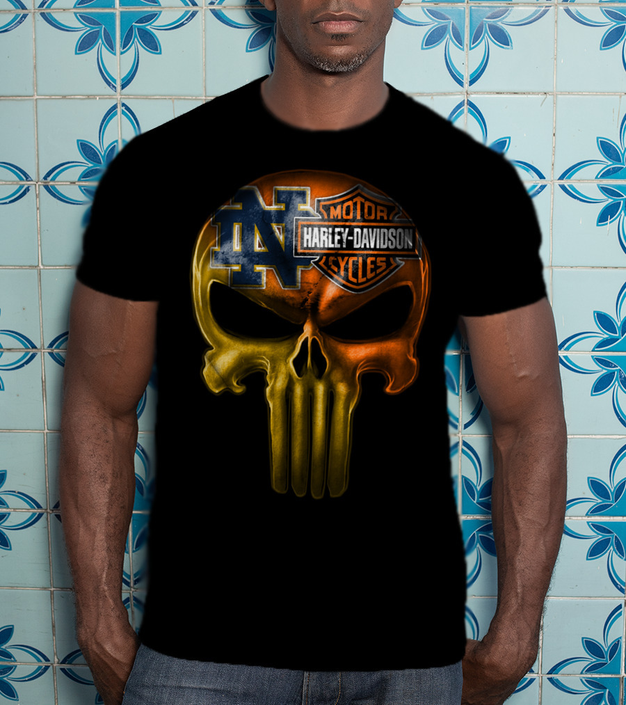 Notre Dame Harley Davidson Punisher Skull T-Shirt