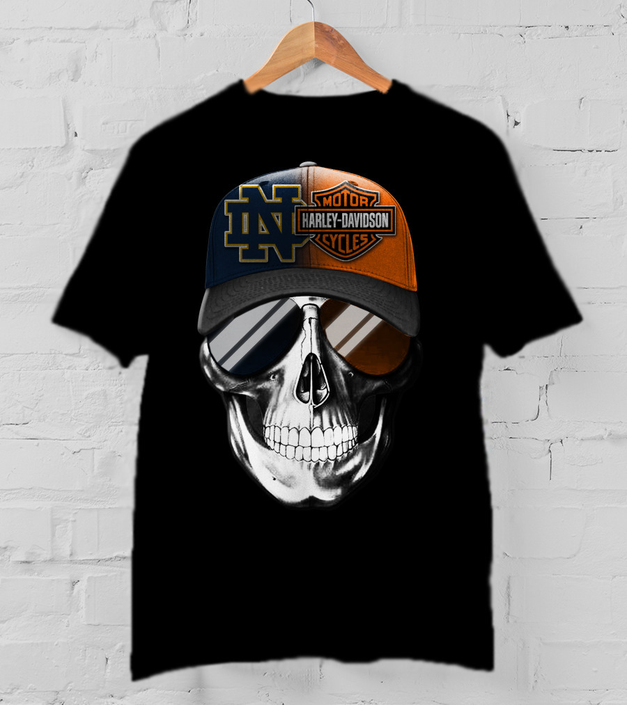 Harley Davidson Notre Dame Skull Cap Split T-Shirt