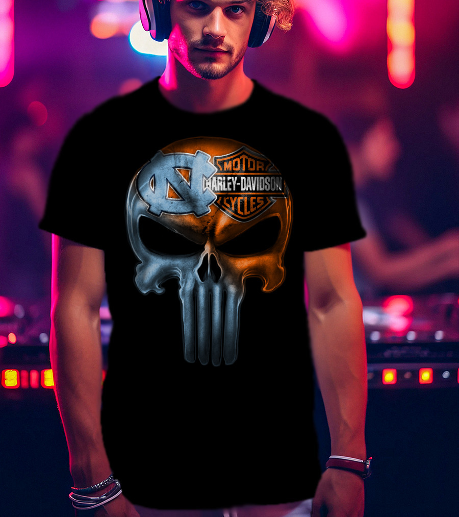 North Carolina Harley Davidson Punisher Skull T-Shirt