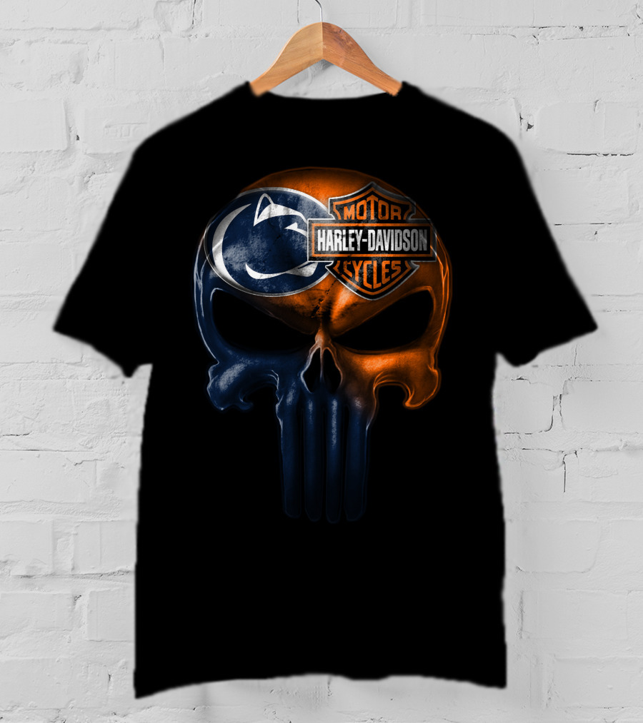 Harley Davidson Motor Cycles Penn State Skull T-Shirt