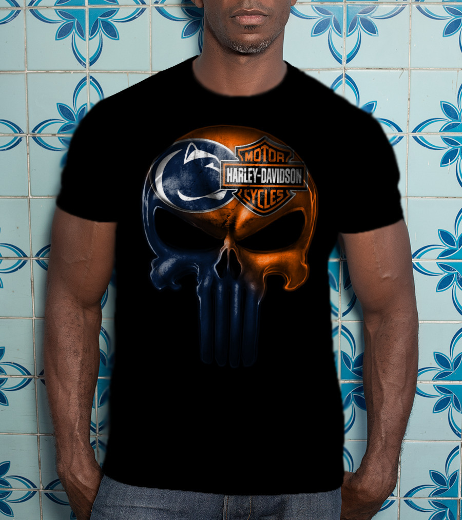 Harley Davidson Motor Cycles Penn State Skull T-Shirt