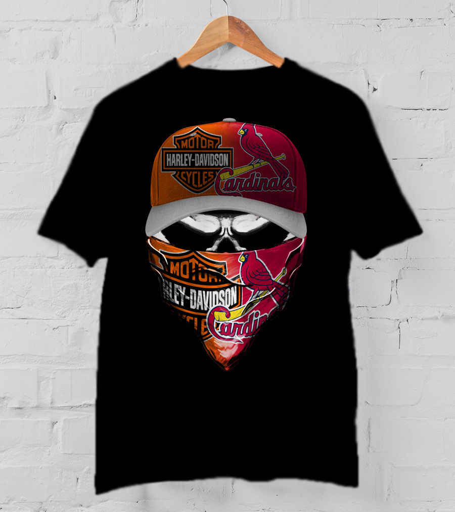 Harley Davidson Motorcycles Cardinals Skull Cap And Bandana Combo T-Shirt