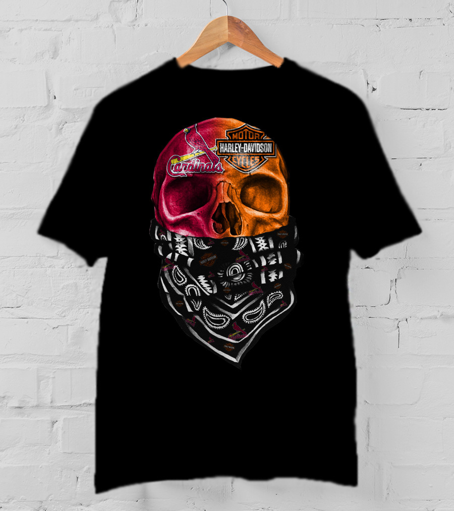 Cardinals Harley Davidson Skull Bandana T-Shirt