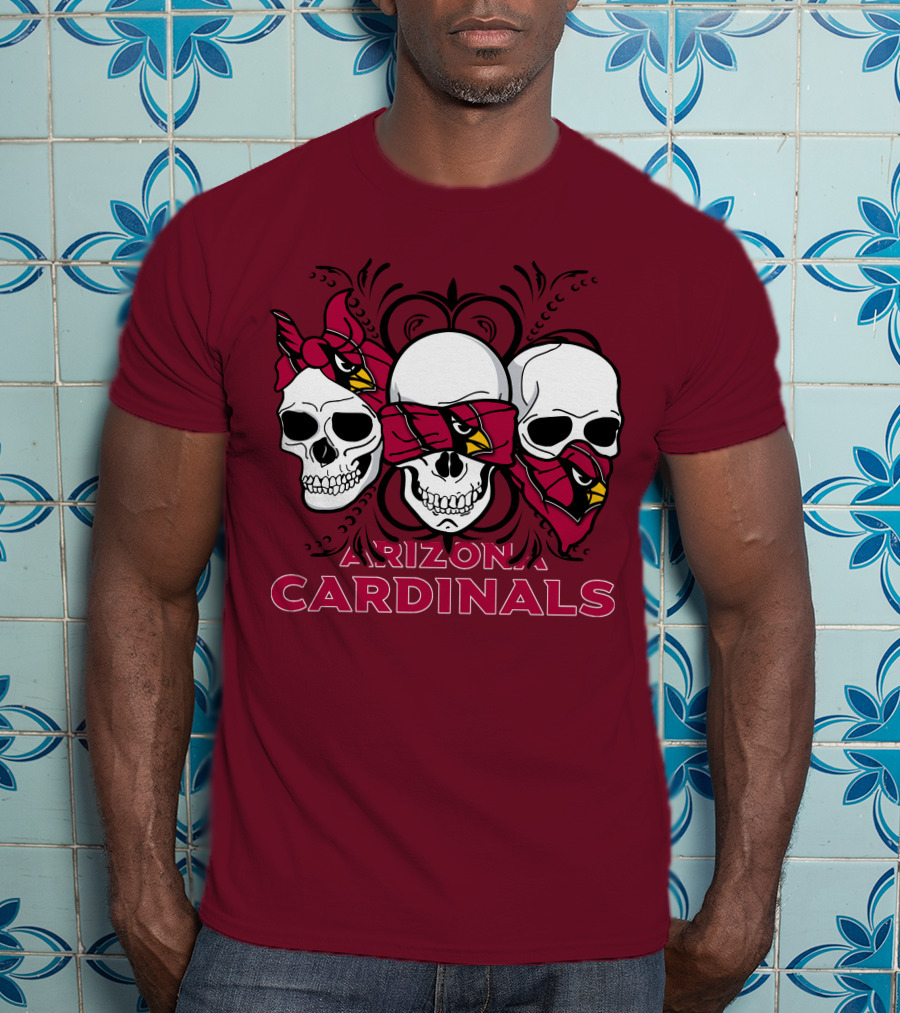 Arizona Cardinals Three Skulls T-Shirt