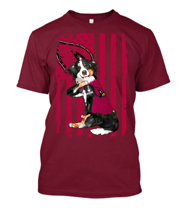 I Mom Border Collie Arizona Cardinals American Flag T-Shirt