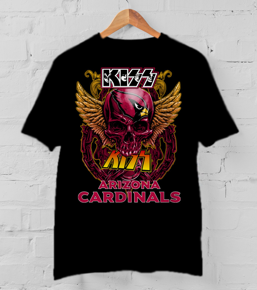 KISS Arizona Cardinals Skull Wings Chain T-Shirt