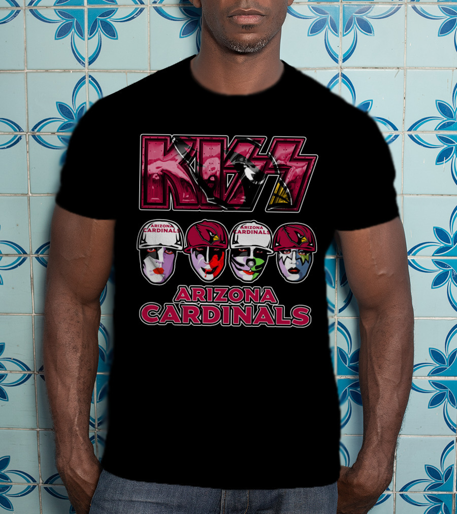 Kiss Arizona Cardinals Rock Band Face Paint Helmet T-Shirt