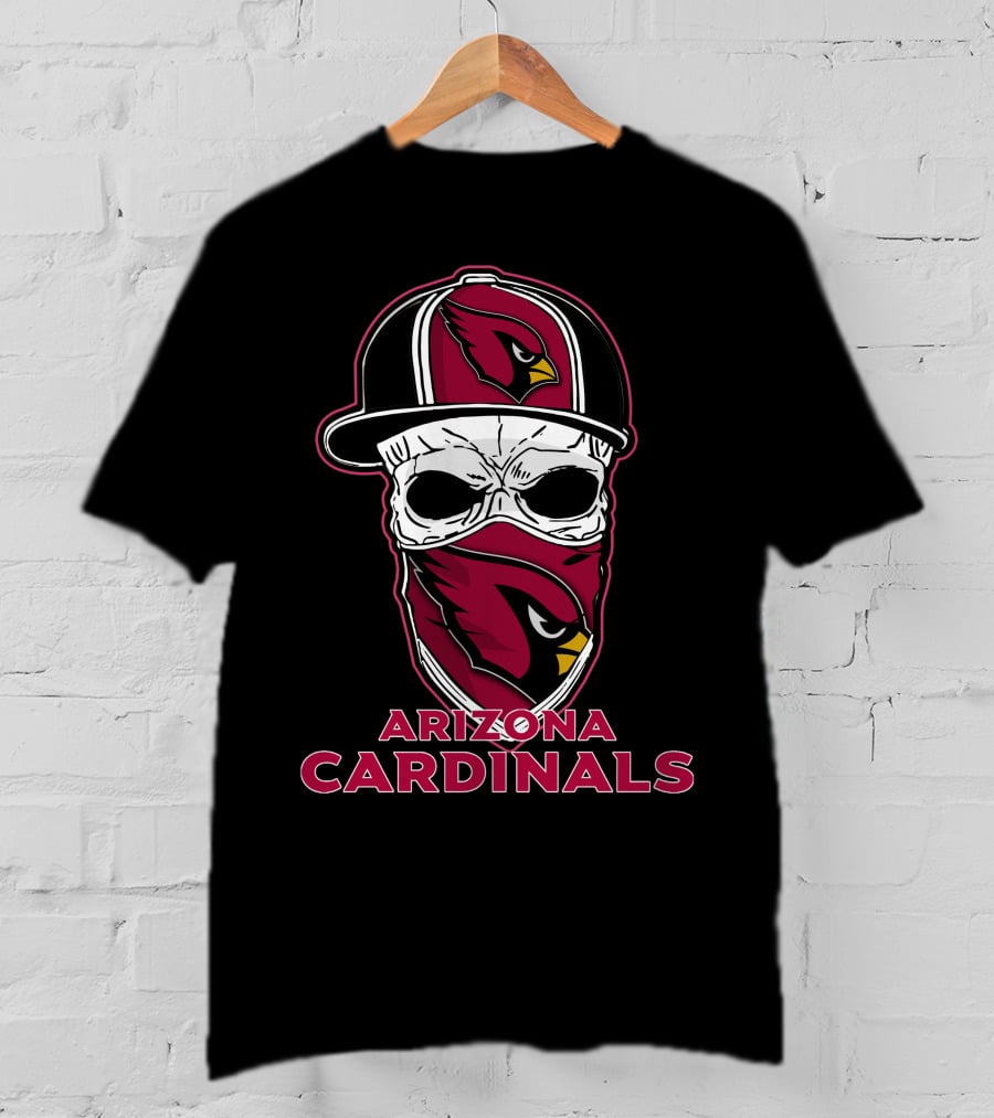 Arizona Cardinals Skull Face Mask Hat T-Shirt