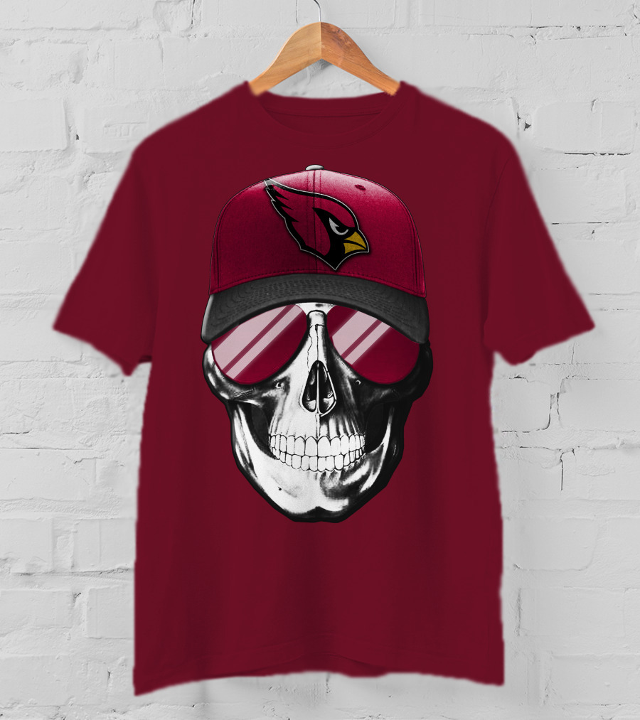 Arizona Cardinals Skull Cap With Sunglasses T-Shirt