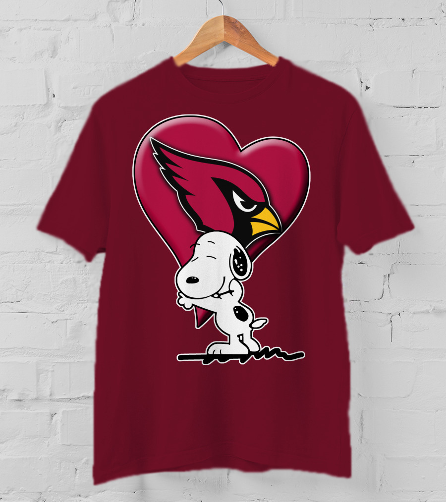 Snoopy Hugging Heart Arizona Cardinals T-Shirt