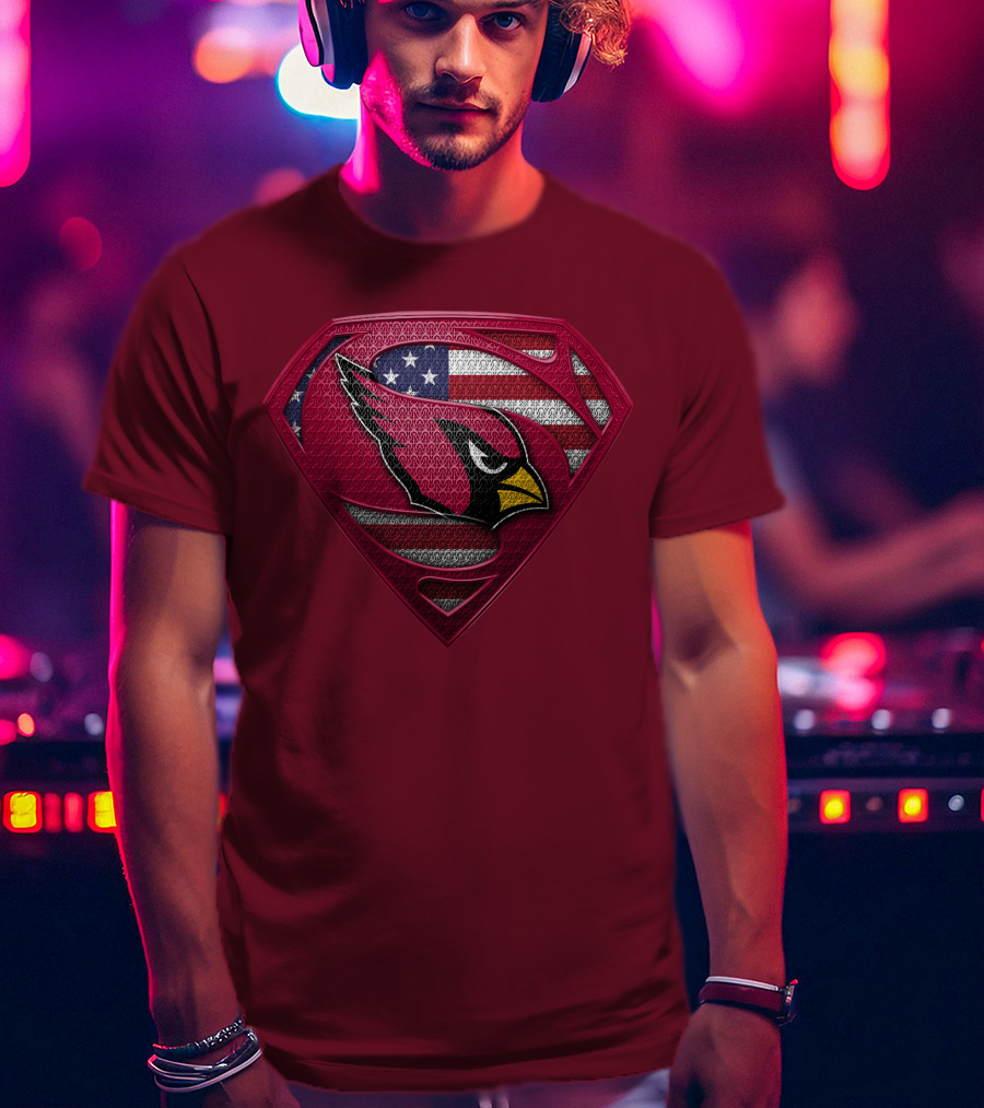 Arizona Cardinals Superman American Flag T-Shirt
