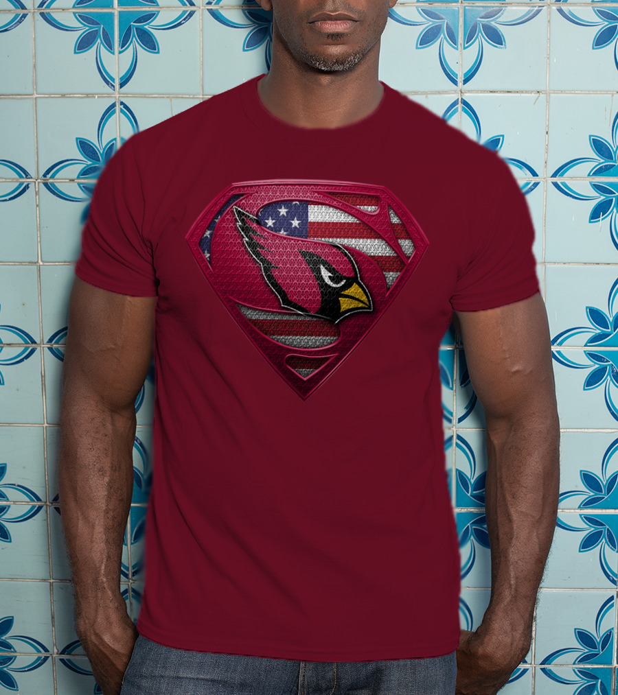 Arizona Cardinals Superman American Flag T-Shirt