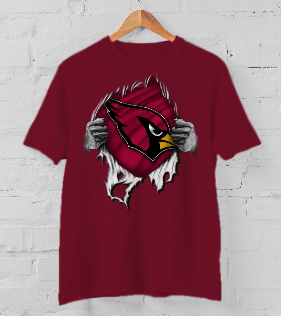 Torn Arizona Cardinals Emblem Revealed By Hands T-Shirt