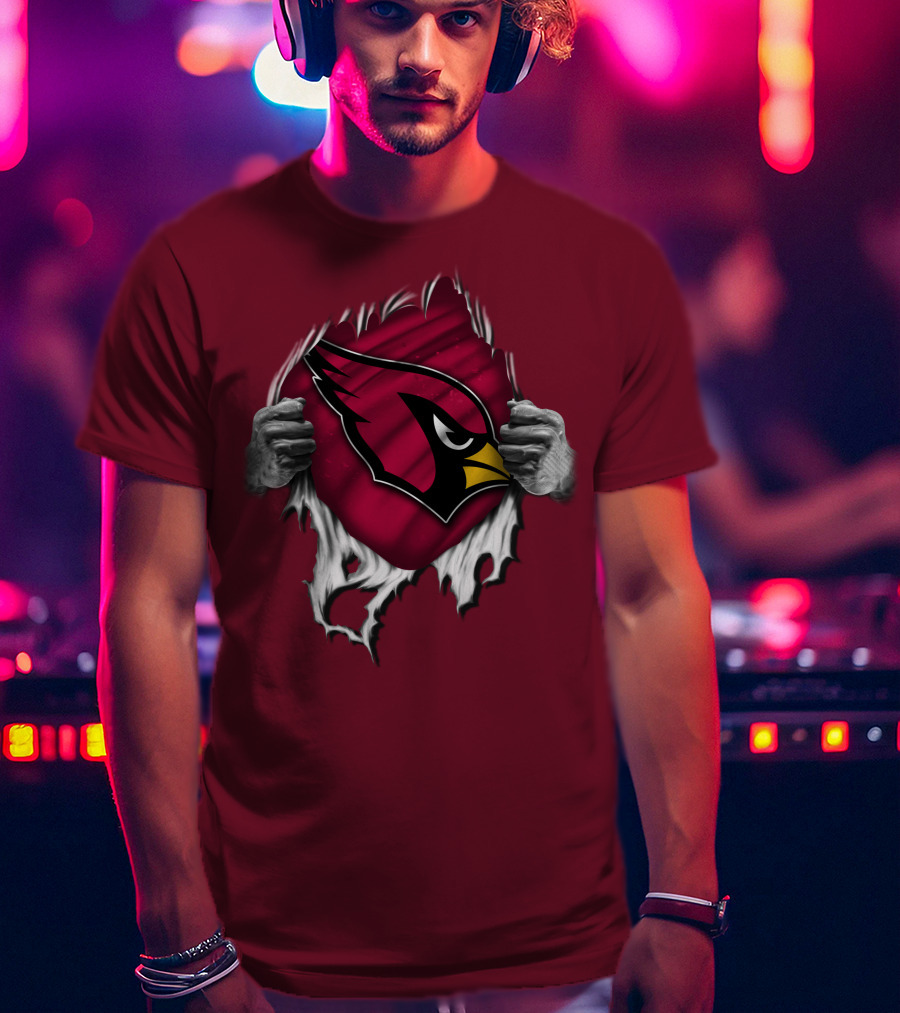 Torn Arizona Cardinals Emblem Revealed By Hands T-Shirt