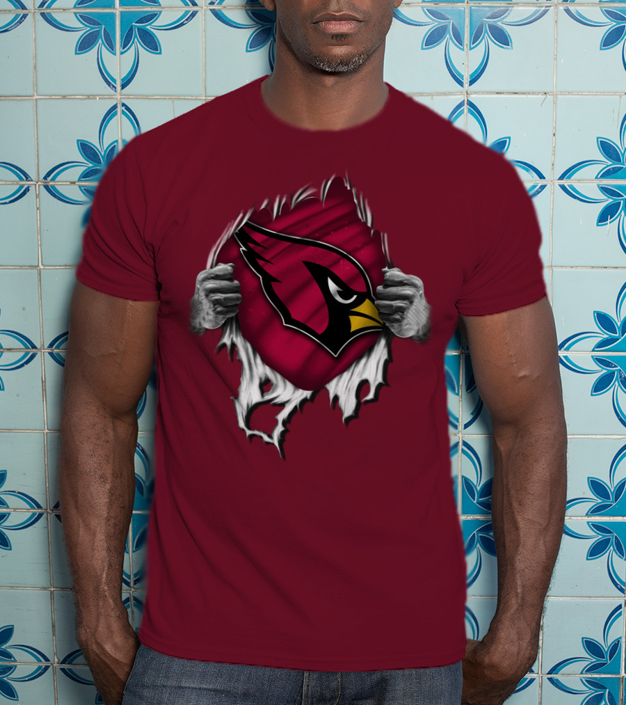 Torn Arizona Cardinals Emblem Revealed By Hands T-Shirt