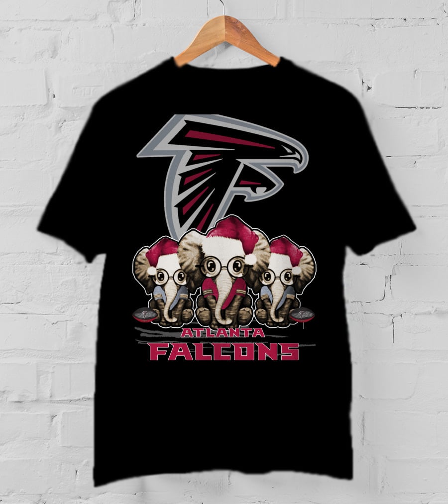 Atlanta Falcons Santa Hat Elephants Christmas T-Shirt