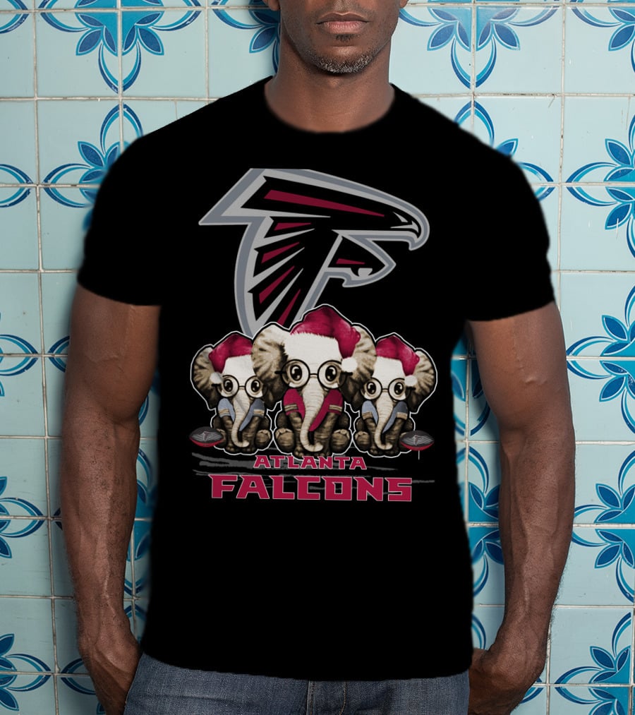 Atlanta Falcons Santa Hat Elephants Christmas T-Shirt