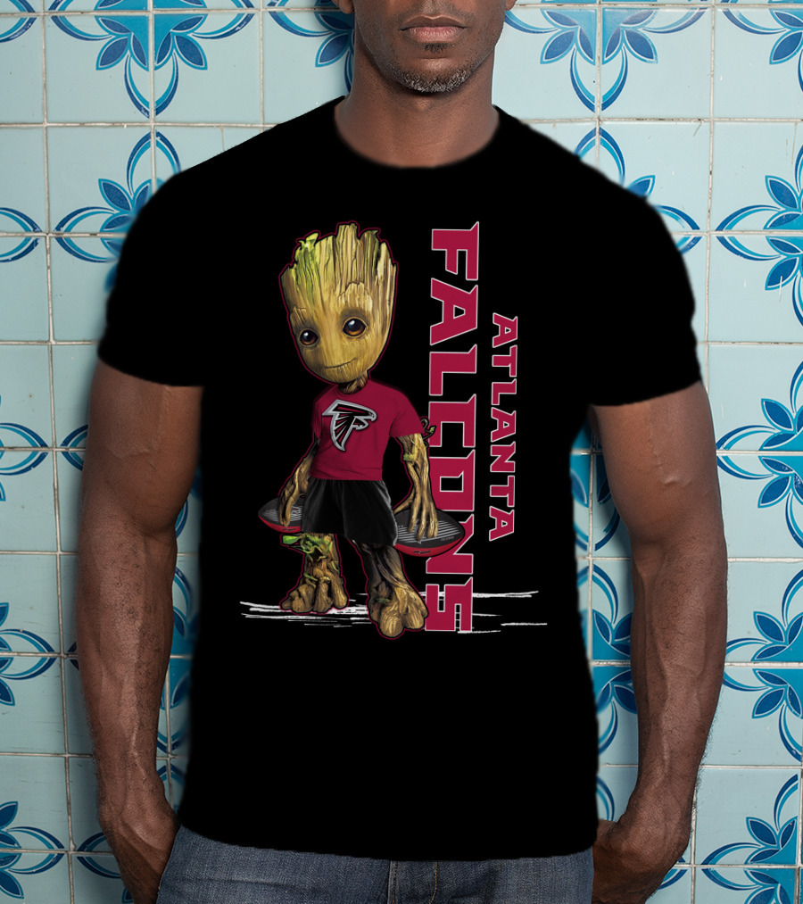 Groot Wearing Atlanta Falcons Logo Shirt Football Fan T-Shirt