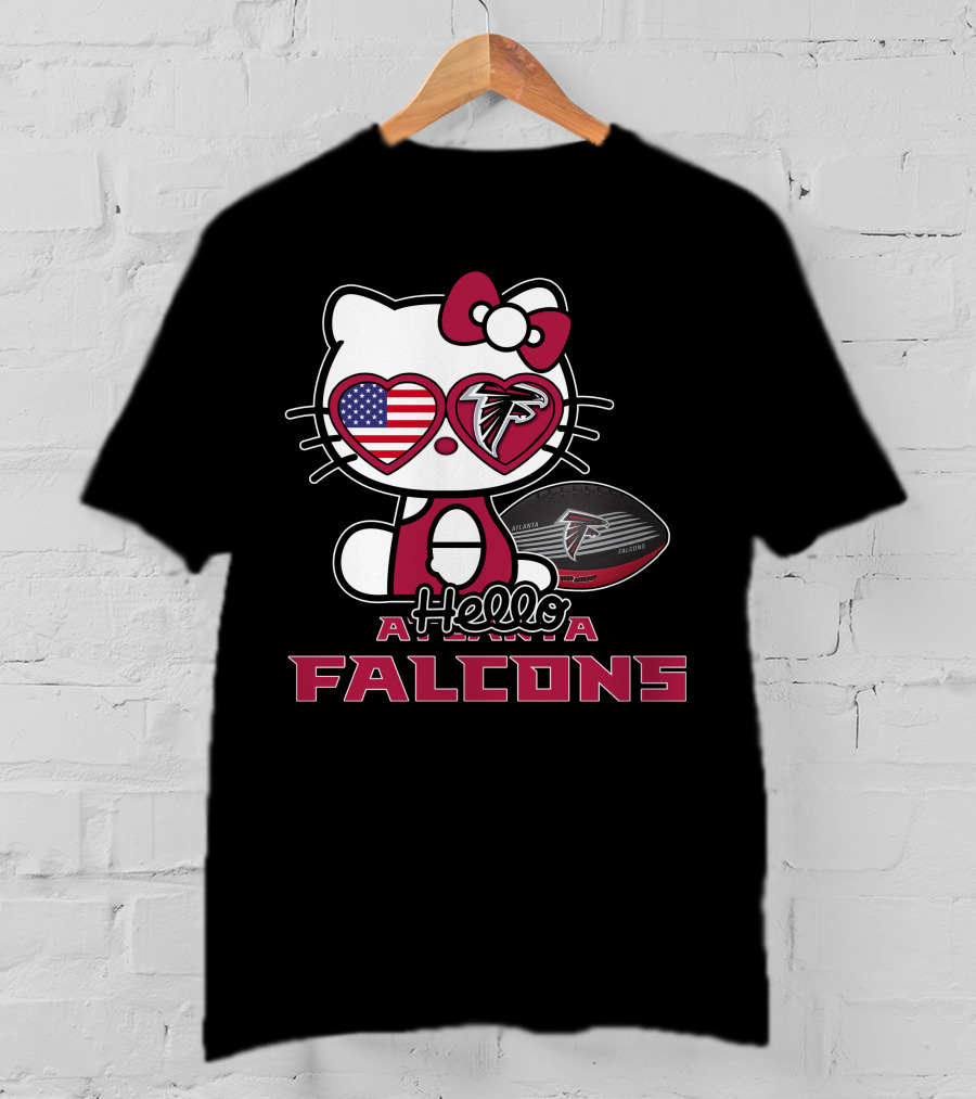 Hello Kitty Atlanta Falcons American Flag Football T-Shirt