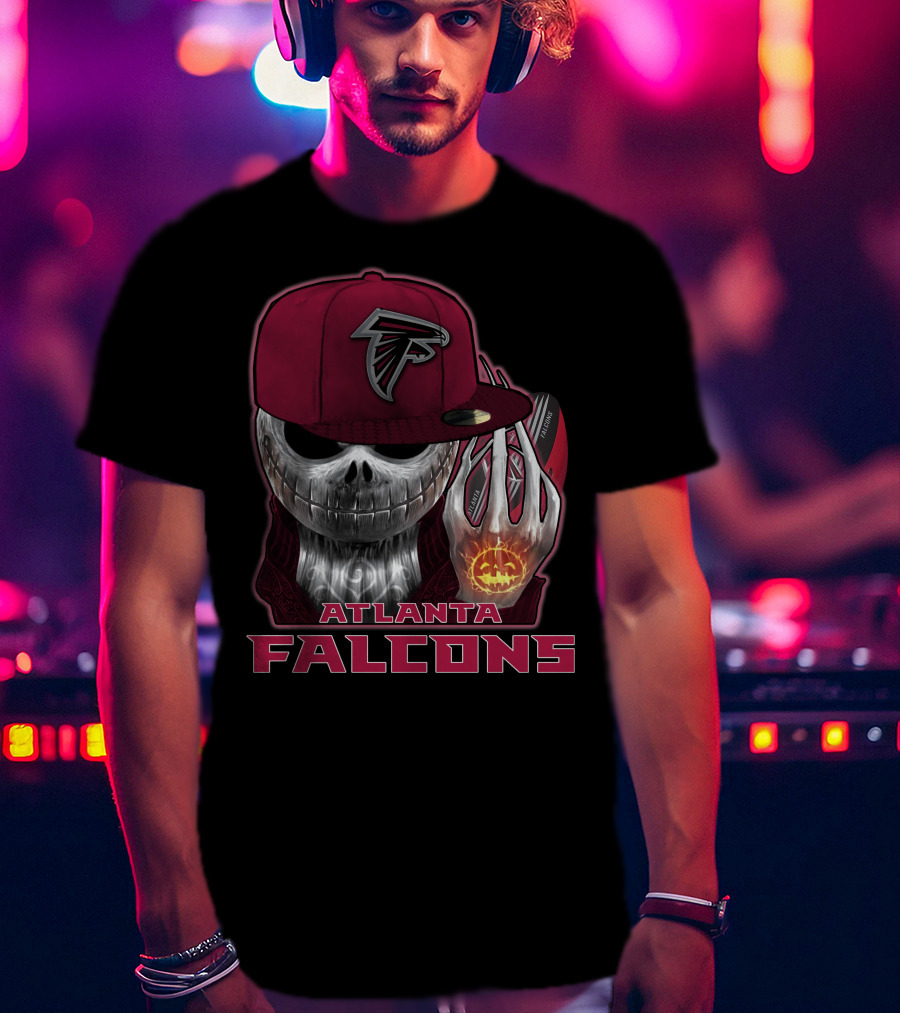 Jackskull Atlanta Falcons Halloween Football Skull T-Shirt
