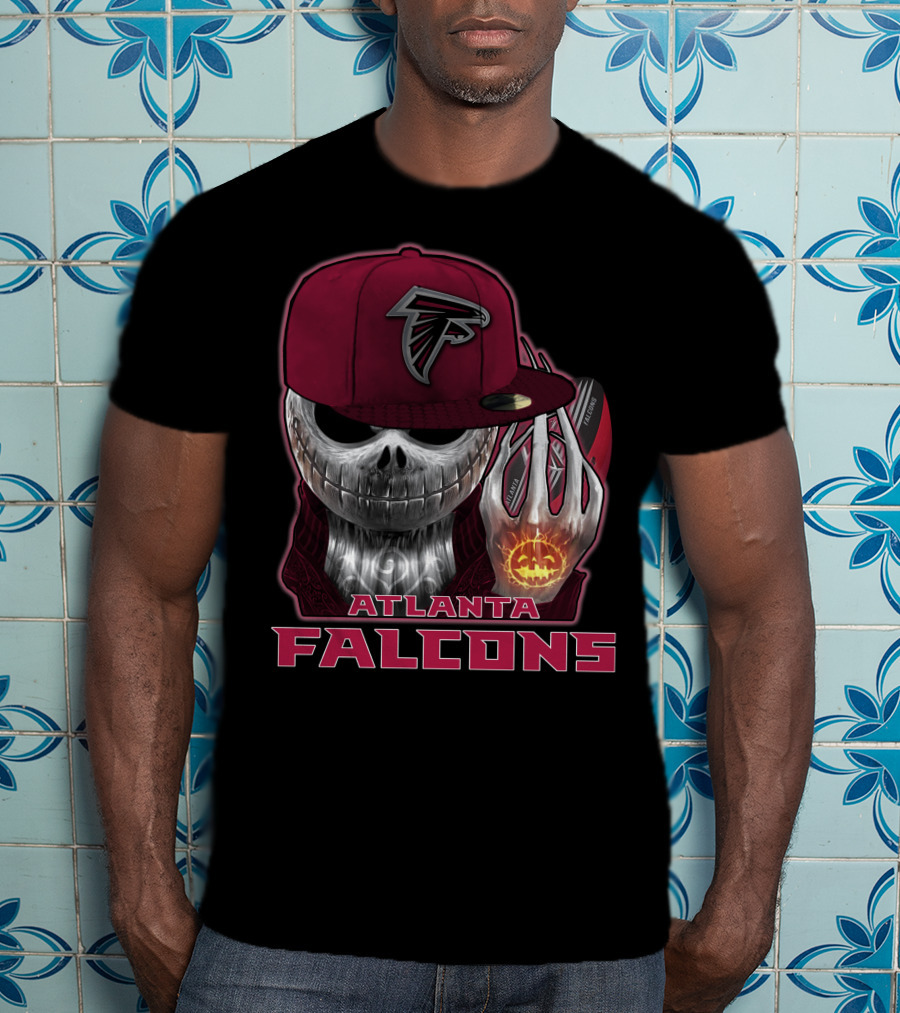 Jackskull Atlanta Falcons Halloween Football Skull T-Shirt