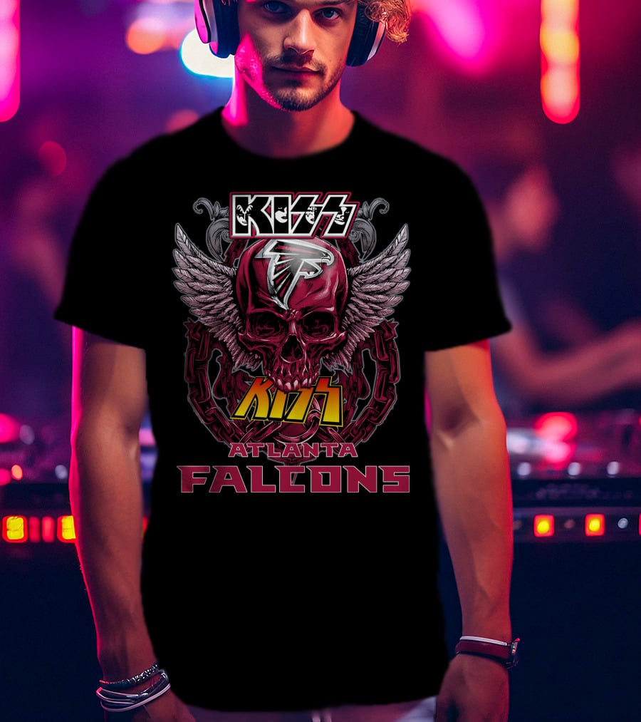 Kiss Atlanta Falcons Skull Wings Chain T-Shirt