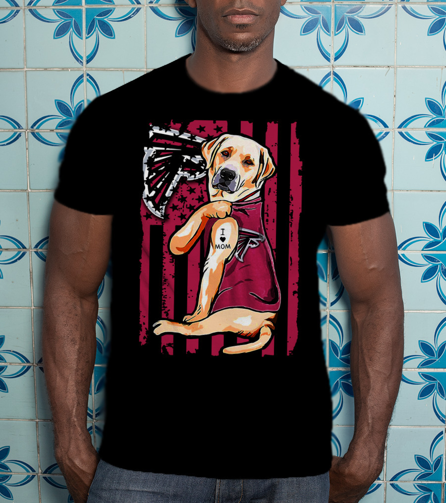 Labrador Retriever I Love Mom Atlanta Falcons Fan Decor T-Shirt