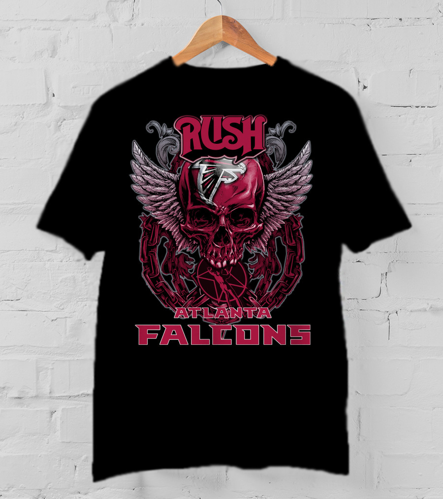 Rush Atlanta Falcons Skull Wings Emblem T-Shirt