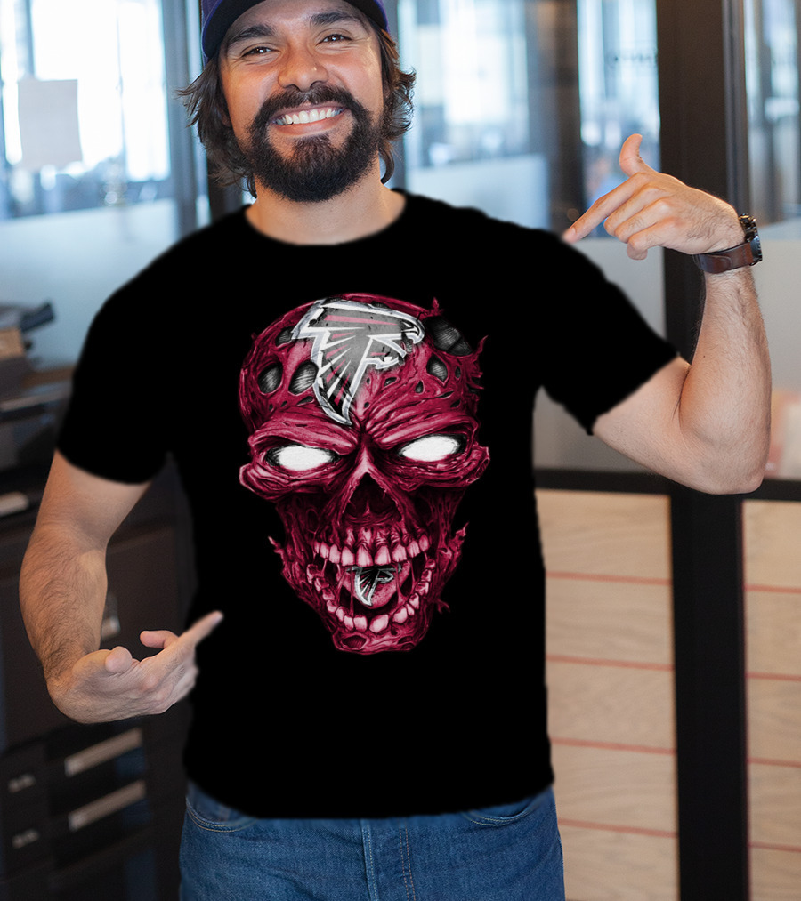 Skull Atlanta Falcons Logo Halloween T-Shirt