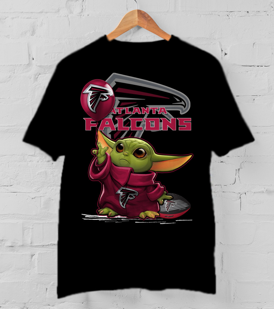 Atlanta Falcons Baby Yoda Holding Balloon T-Shirt