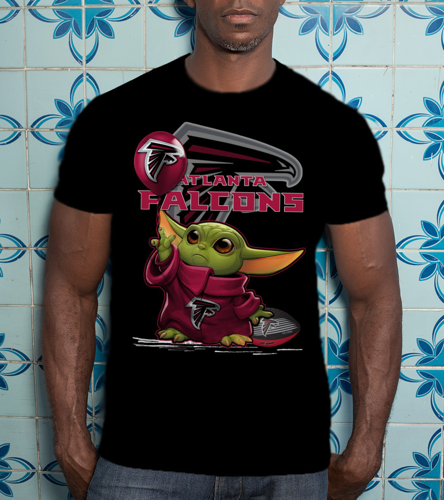 Atlanta Falcons Baby Yoda Holding Balloon T-Shirt