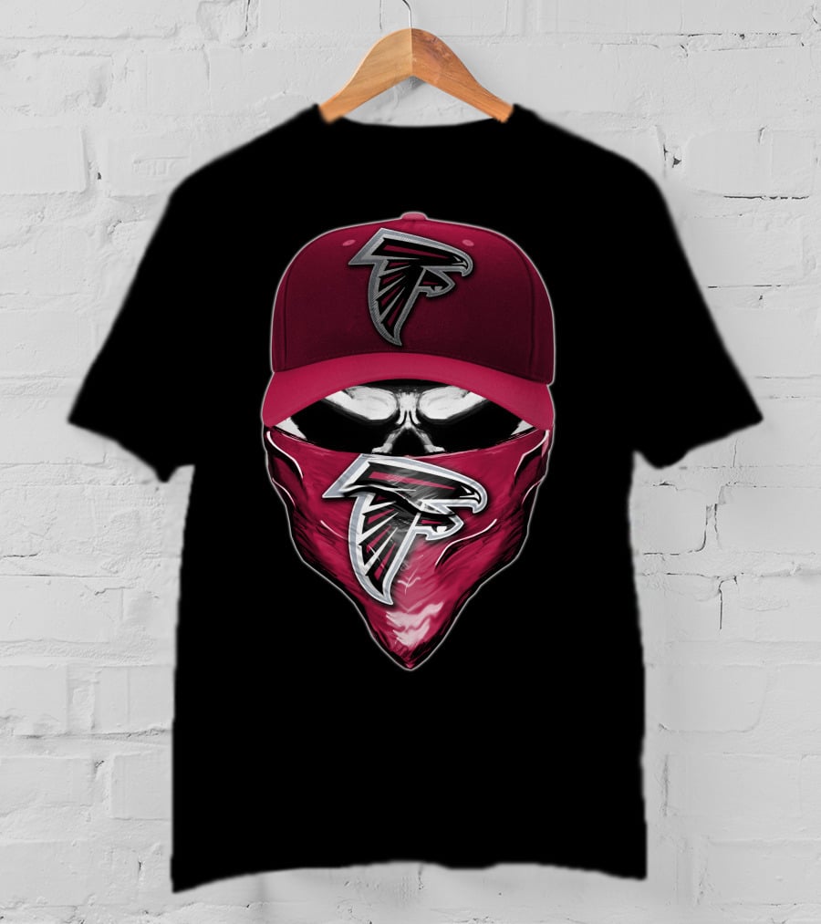 Skull Atlanta Falcons Logo Cap And Bandana T-Shirt