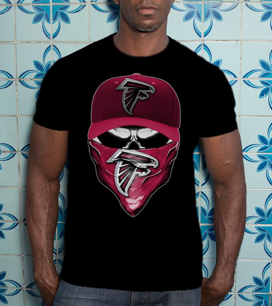 Skull Atlanta Falcons Logo Cap And Bandana T-Shirt