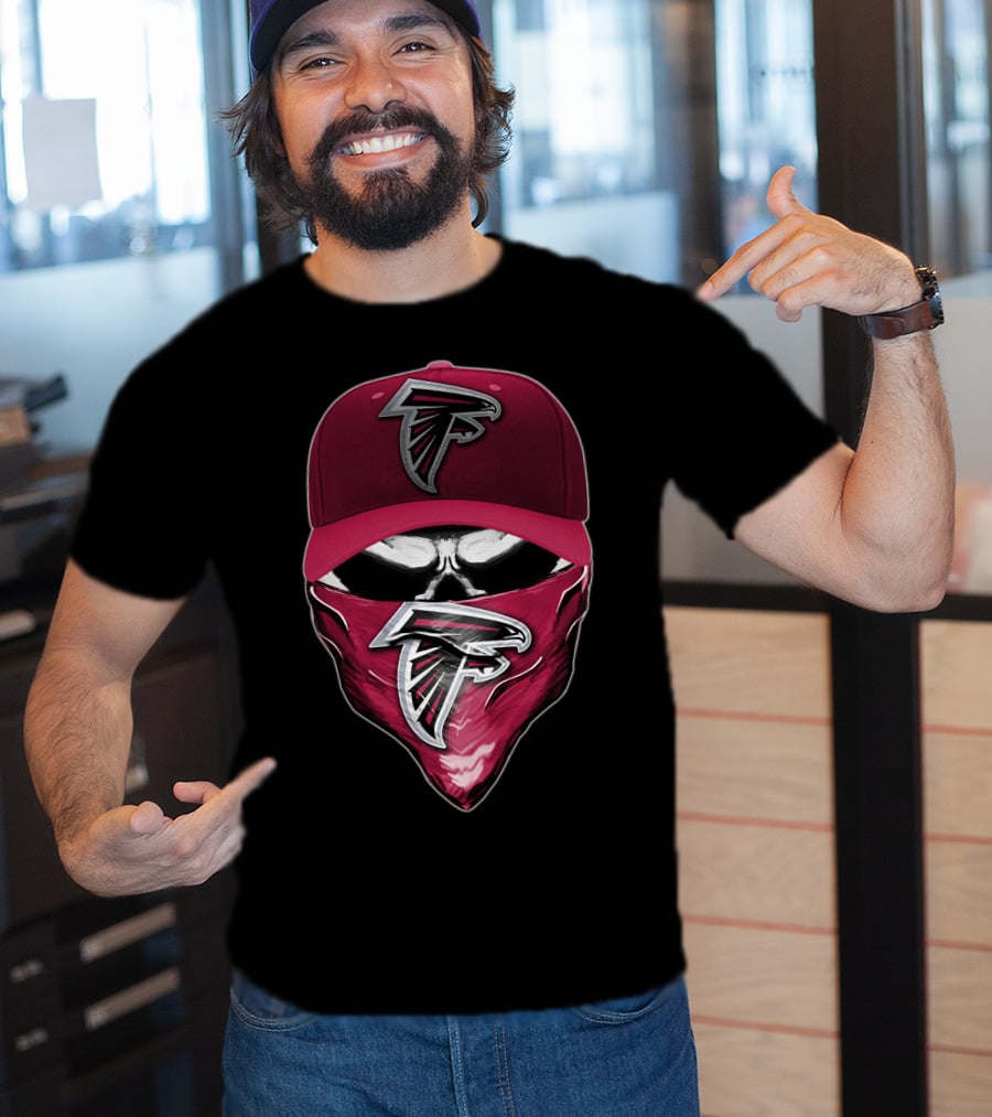 Skull Atlanta Falcons Logo Cap And Bandana T-Shirt