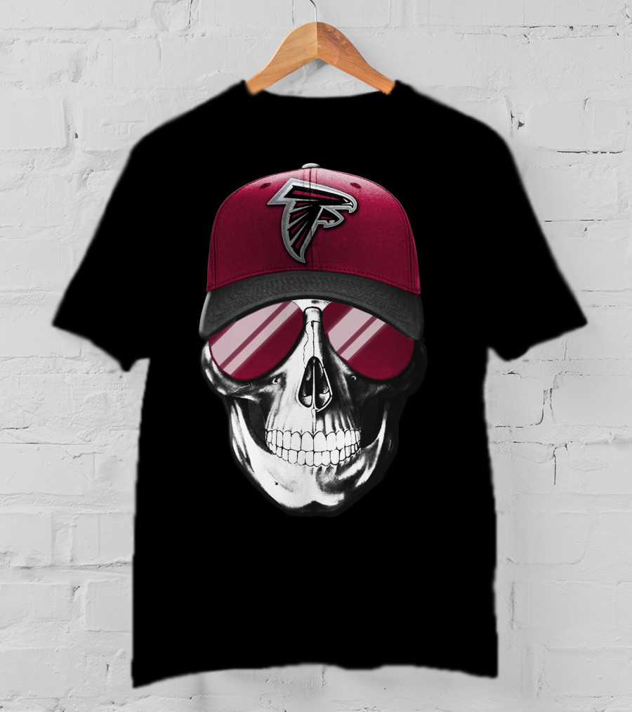 Atlanta Falcons Skull Red Cap T-Shirt