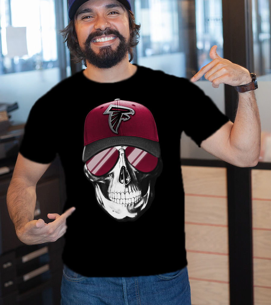 Atlanta Falcons Skull Red Cap T-Shirt