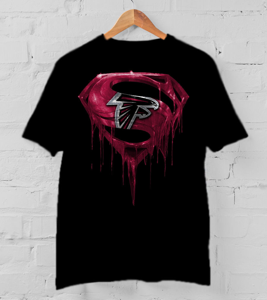 Atlanta Falcons Logo With Dripping Red Superman Shield T-Shirt